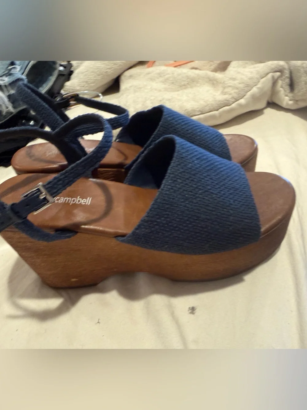 Jeffrey Campbell On Deck Wooden Wedge Platform Sandals